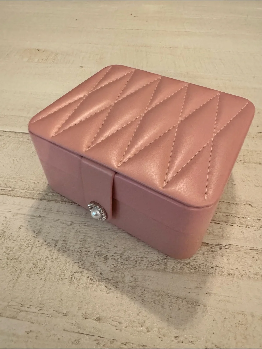 Pink Quilted Jewelry Box with Pearl Snap - Tea Rose Collection